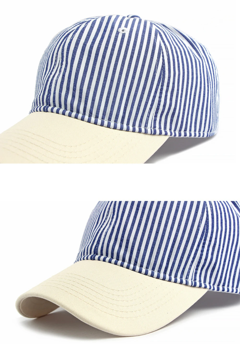 HT5087 Unisex Baseballkappe 2026 Neue Frühling-Sommer Kollektion Weiche Sonnenkappe Gestreifter Baseballhut Verstellbare Snapback-Kappe – Detail 4