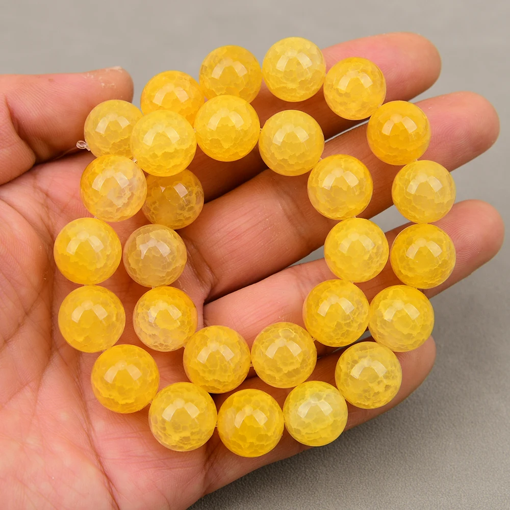 APDGG 2 Strands A+ 14mm Natural Stone Yellow Color Agate Round Shape Loose Beads 15.2