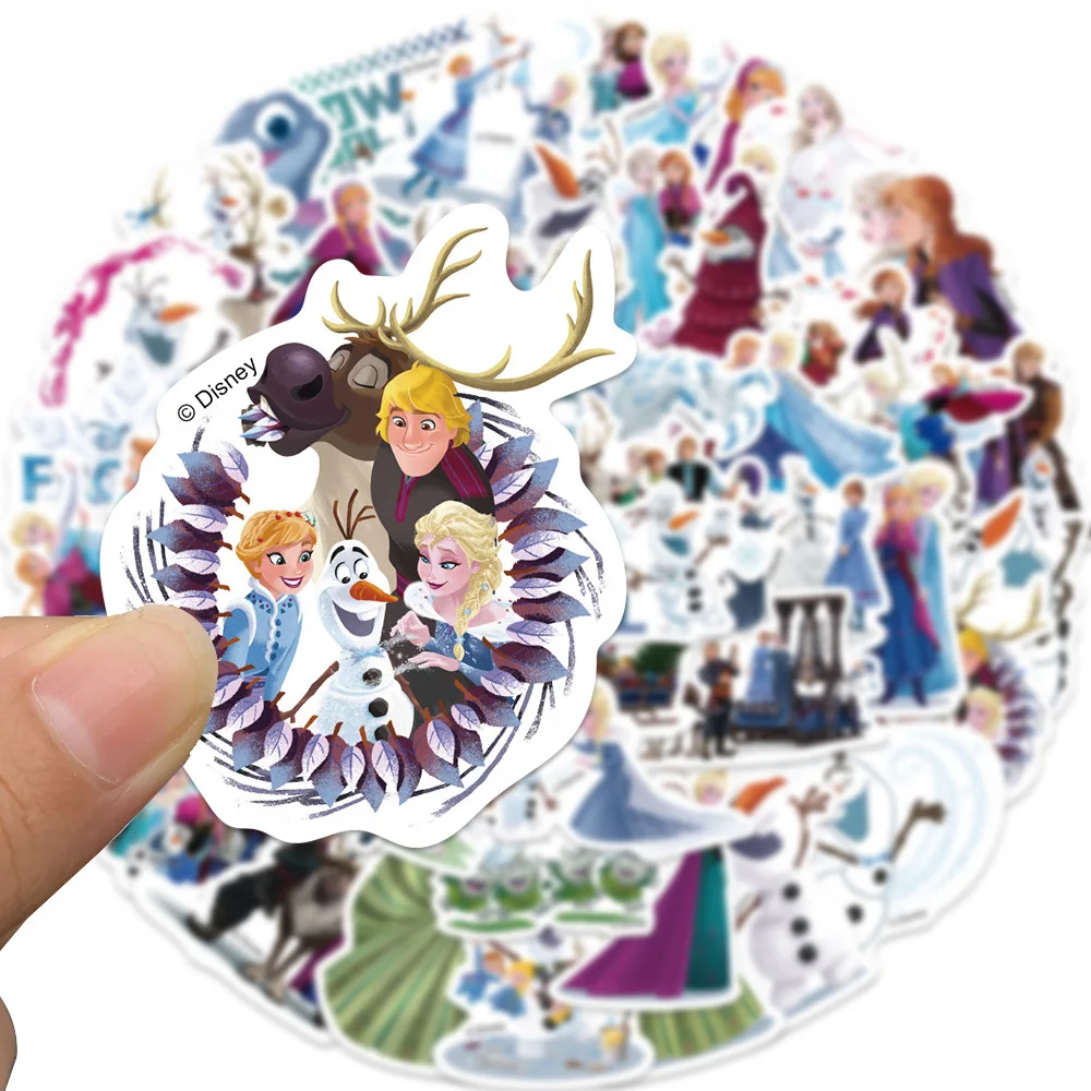 10/30/50PCS Disney Cartoon Frozen Stickers Princess Elsa Anna Kawaii Girls Decal Stationery Guitar Car Cute Anime Kids Sticker