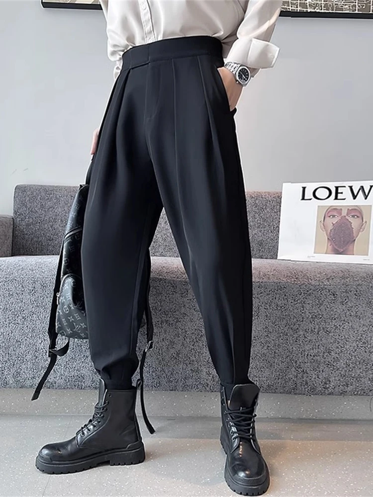 

Casual Loose Men's Harlan Pants Spring Autumn Boots Match High Waist Trousers Cool Drapey Casual West Pants