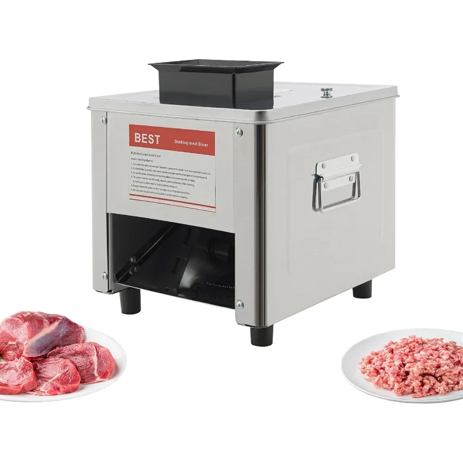 ماكينة تقطيع اللحوم الكهربائية بقدرة 850 وات مع شفرة من الفولاذ المقاوم للصدأ للاستخدام التجاري في تقطيع اللحوم والخضروات سميكة قابلة للتعديل