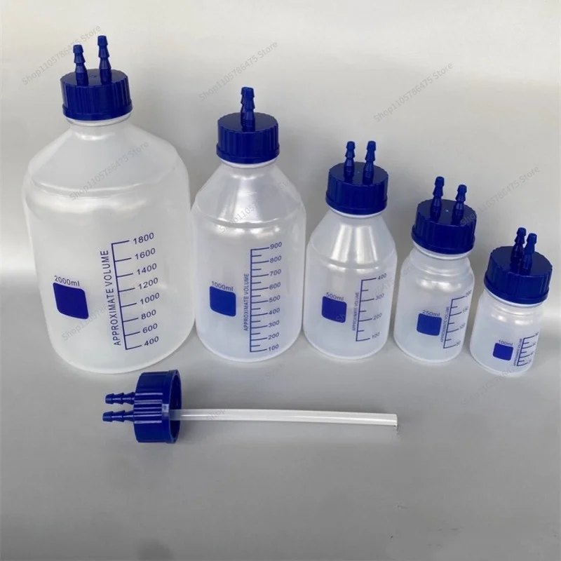 For GL45 Two-Hole Cap Plastic Buffer Vacuum Gas Washing Bottle PP High Temp