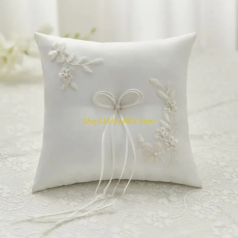 

N5KE обручальные кольца подушка Bearer White Cushion Bows для больших свадебных обязательств