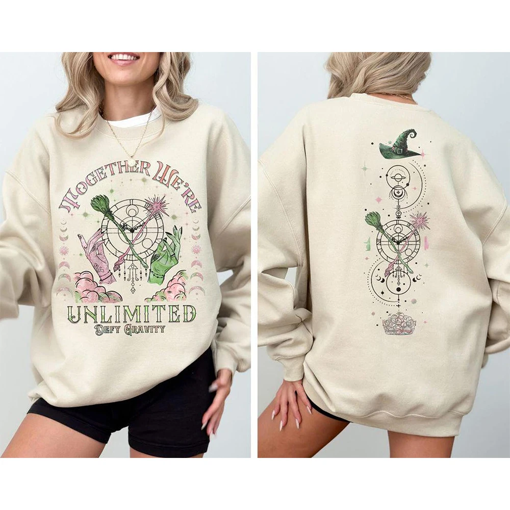 تم تغيير لـ Good Sweatshirt Wicked Defy Gravity بأكمام طويلة ورقبة مستديرة ملابس معالج المدرسة Y2K ملابس خروج يومية غير رسمية