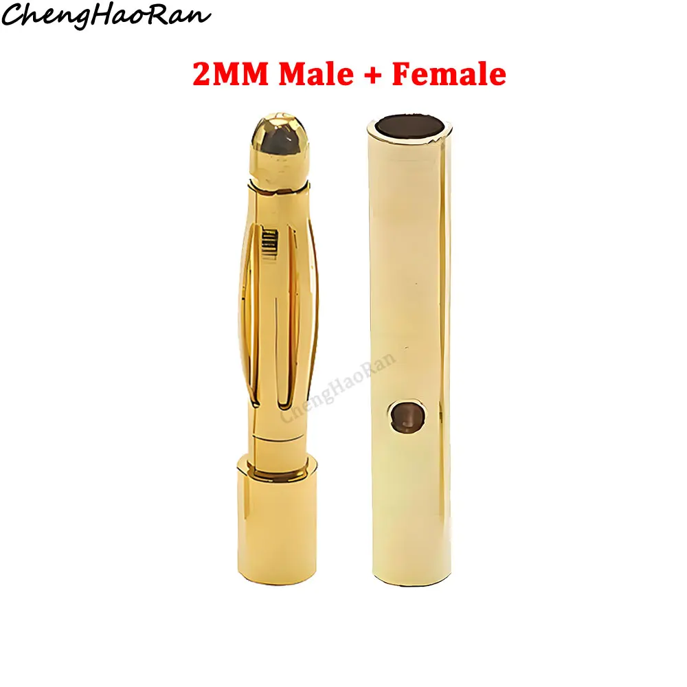 2 шт. 2 мм, 3 мм, 3,5 мм, 4 мм, 5 мм, 5,5 мм, 6 мм, штекер типа «банан», позолоченный медный бесщеточный пулевидный разъем двигателя для батареи ESC, оптовая продажа