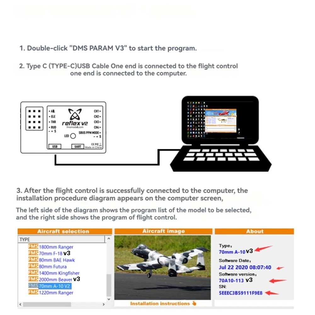 

B50B-For FMS Reflex V3 Flight Controller Gyroscope Stabilizer For FMS Aircraft RC Airplanes Upgrade Flight Controller