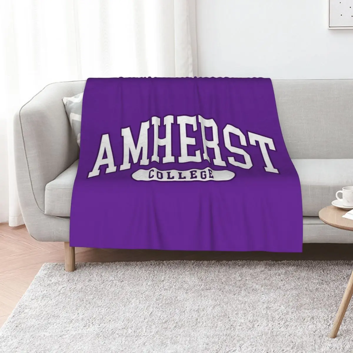 amherst - college font curved Throw Blanket Plush Fuzzy Cozy Blanket for Couch Sofa