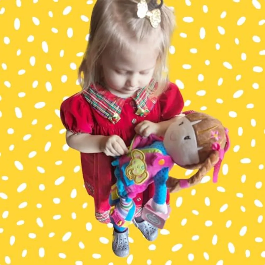 June Garden 15.5 Dry Friends Belle Educational Stuffed Plush Doll for and Toddlers 2 Years and Up Montori Buckle Soft Toy