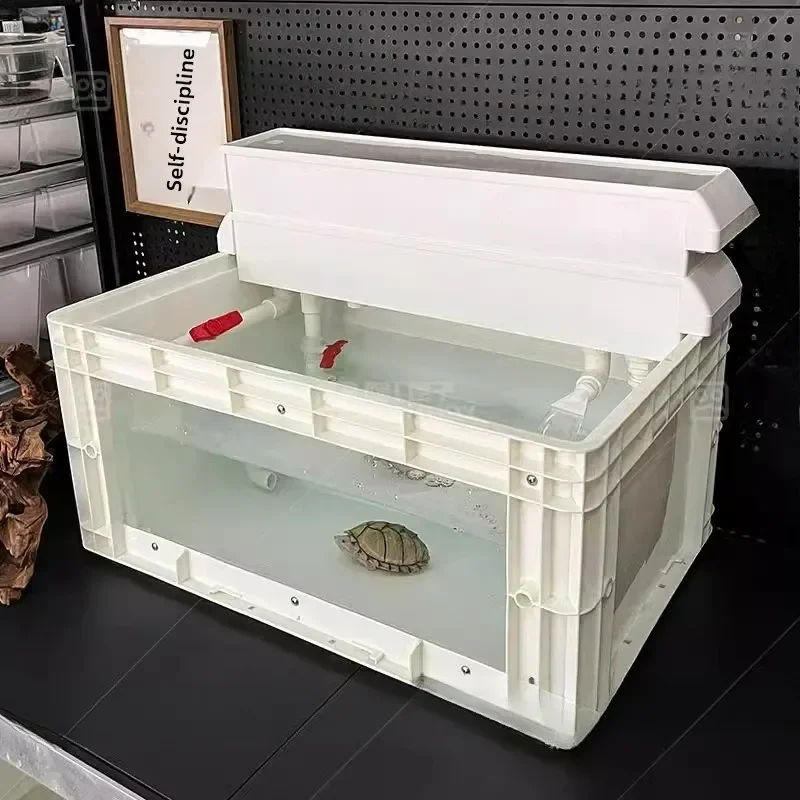 Industrial wind turnover box for raising turtles Visual turtle tank Feeding tank Turtle box Fish tank with lid