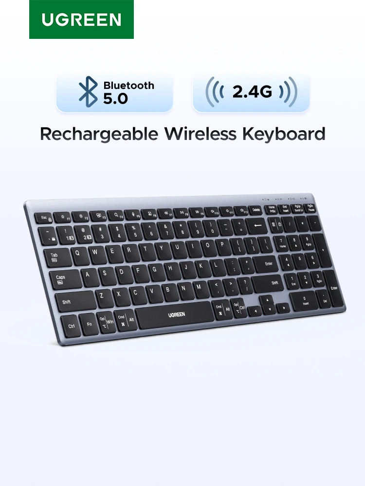 UGREEN klawiatura bezprzewodowa Bluetooth 5.0 2.4G rosyjski/koreański/EN 99 klawisze dla MacBook iPad PC Tablet USB akumulator klawiatura — zdjęcie 2