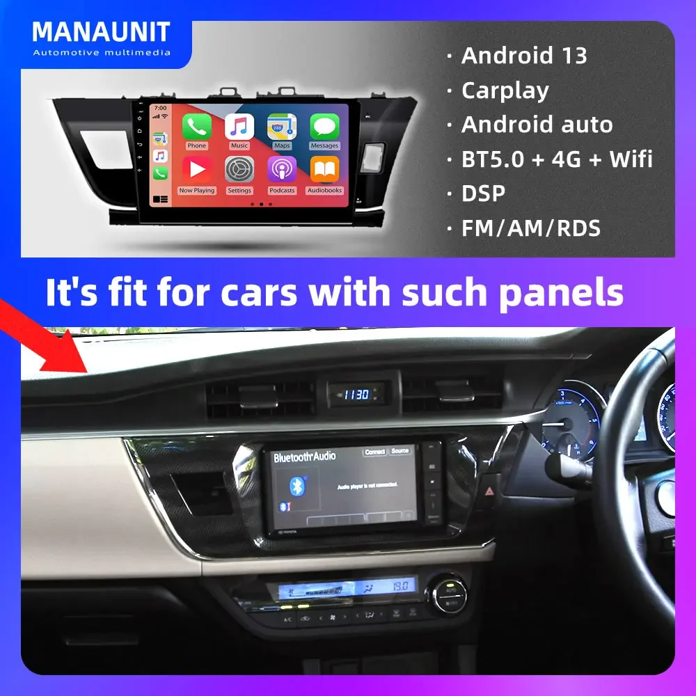 

Car Multimedia Player for Corolla Altis RHD 2014-2016,Carplay,Android Auto,Radio,Video,Navigation,GPS,DVD,Stereo,Head Unit DSP