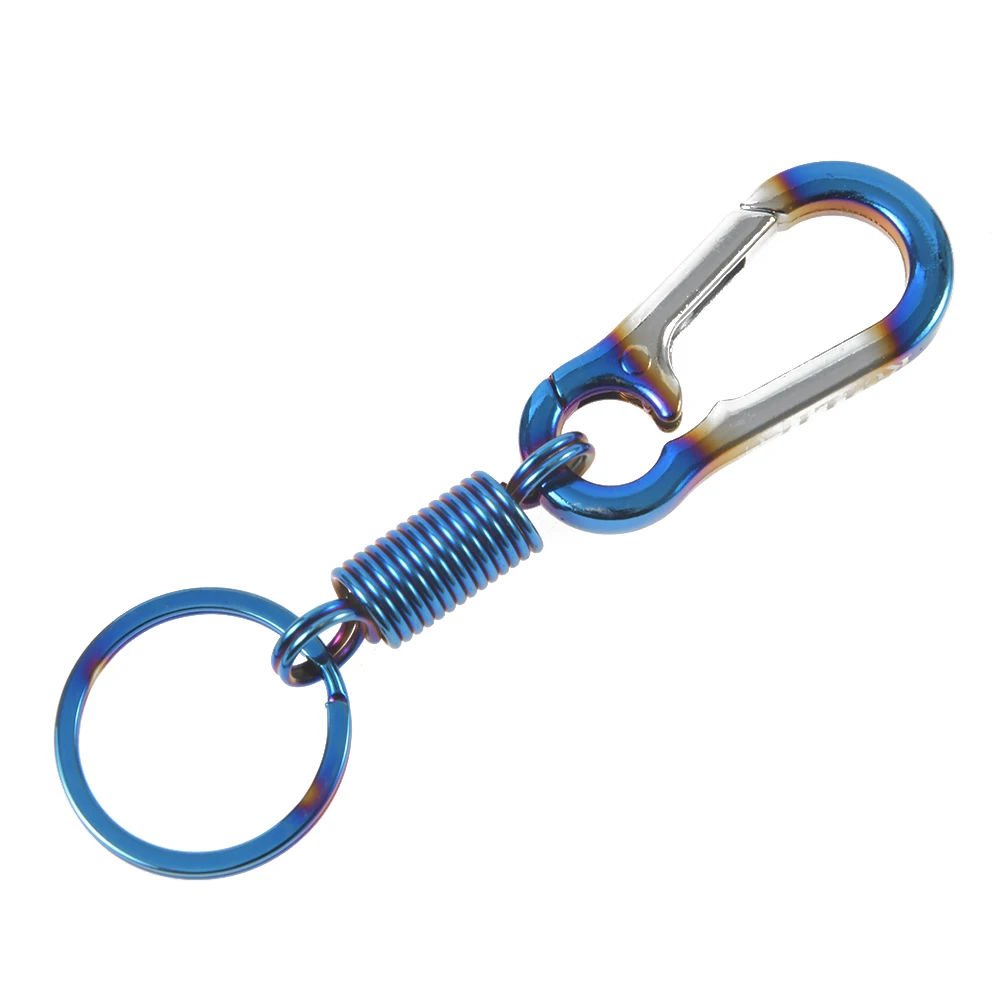 Durable Keychain Hook Stainless Steel Buckle Outdoor Carabiner Climbing Tool Double Titanium Burning Process Keychain