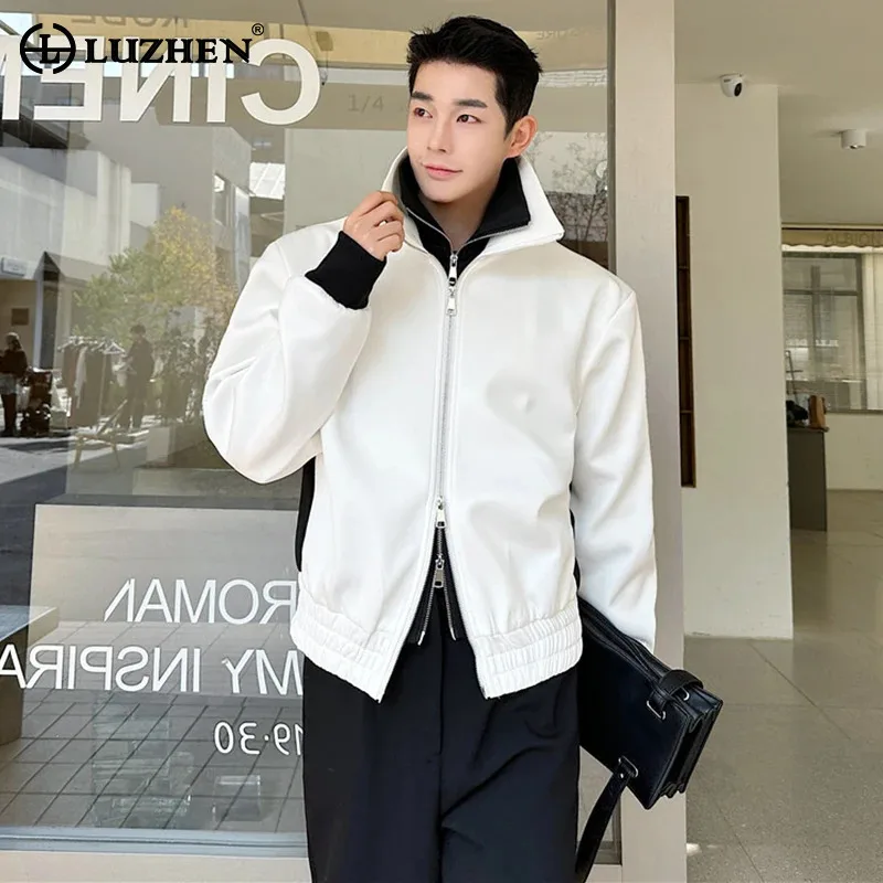 LUZHEN Simplicity 2024 elegante diseño Original falso abrigo de dos piezas cremallera doble elegante chaqueta hermosa juvenil LZ7848