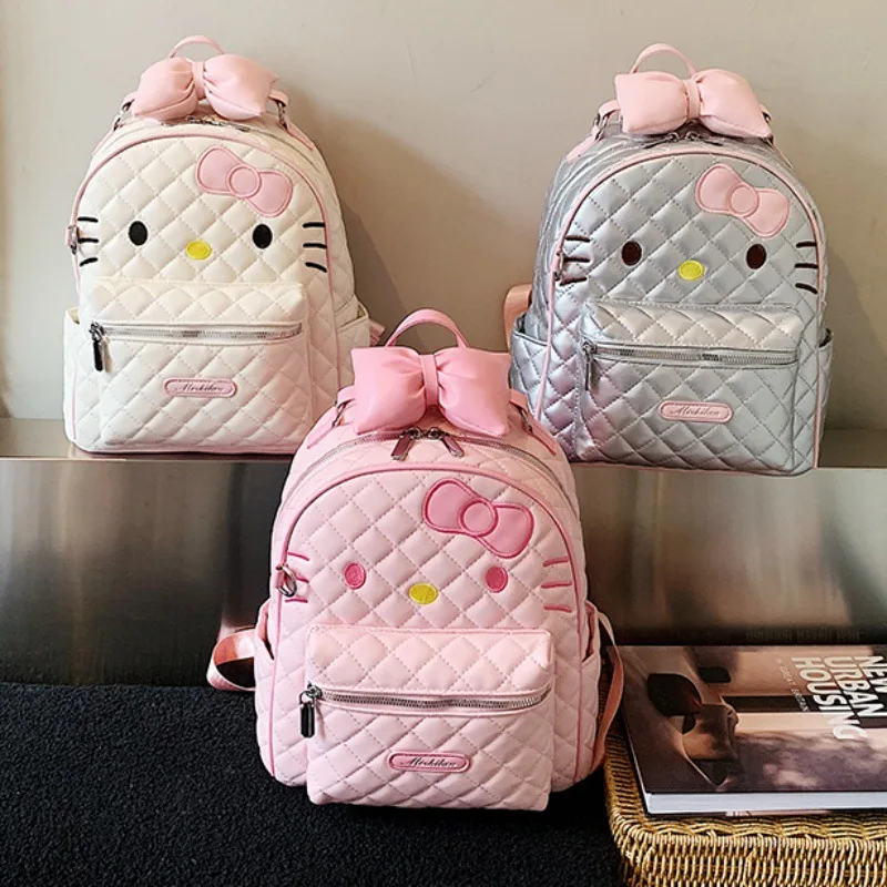 

Hello Kitty New Student Backpack Fashion High Quality PU Women's Backpack Solid Color Versatile Travel Storage Mini Backpack