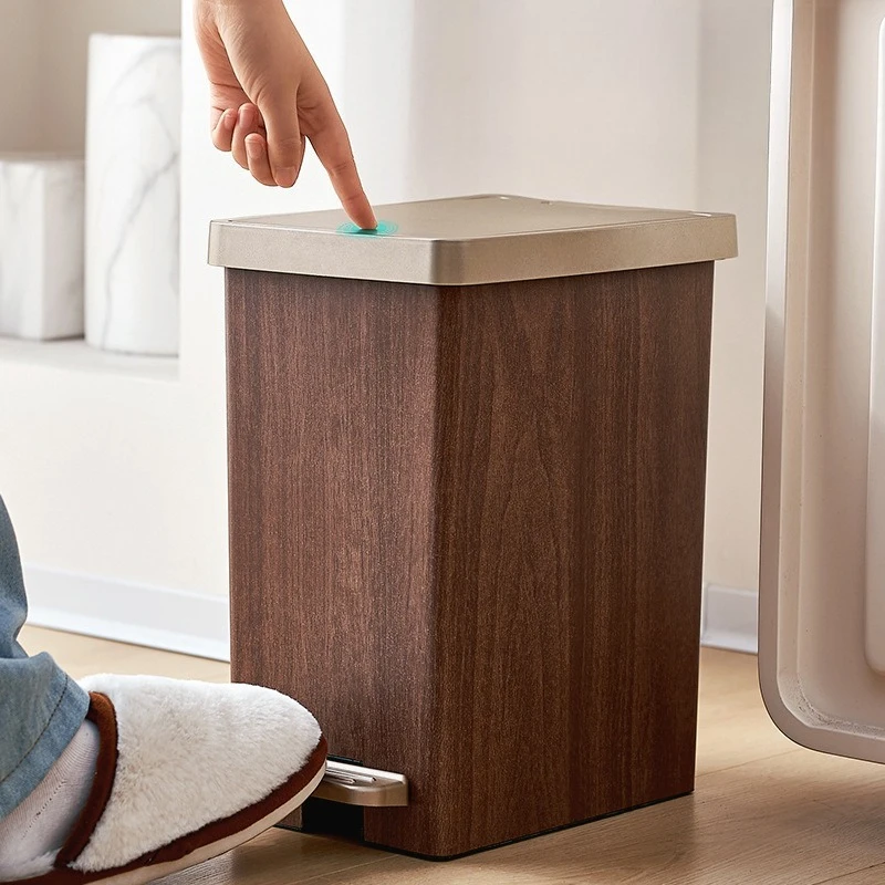 

Wooden Waste Bins Bathroom Kitchen Toilet Double Open Trash Can Living Room Toilet Garbage Container Cleaning Tools Waste Bucket