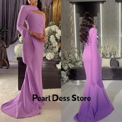 Pearl One Shoulder Elegant Party Dresses 2024 for Wedding Guest Dress Women Purple Long Style Fish Tail Satin Prom Dresses Sale