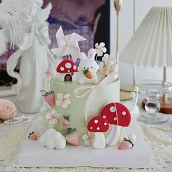 New Easter Bunny Cake Toppers Cute Rabbit Carrot Happy Birthday Cake Decoration for Kids 1st Birthday Party Supplies Baby Shower