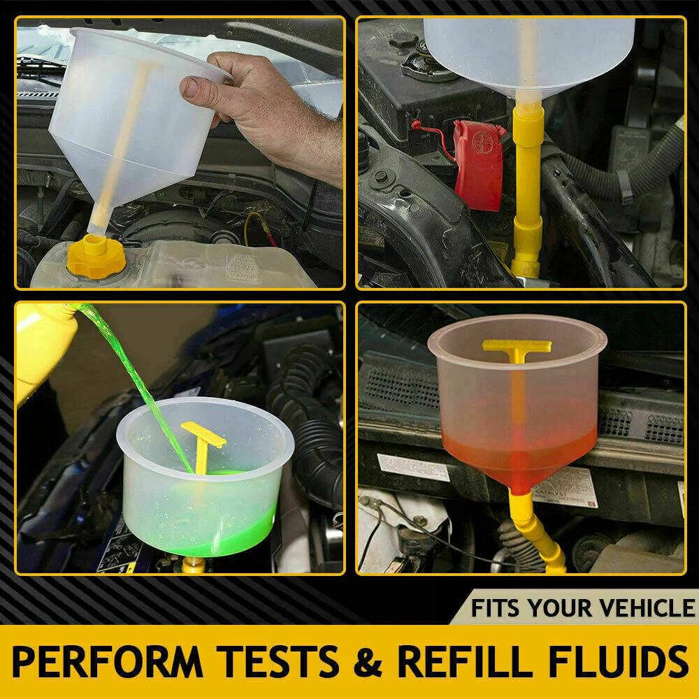 15Pcs Coolant Funnel Kit Car Radiator Coolant Filling Funnel Kit Spill Proof Car Water Cooling System Refill Gas Oil Liquid Tool