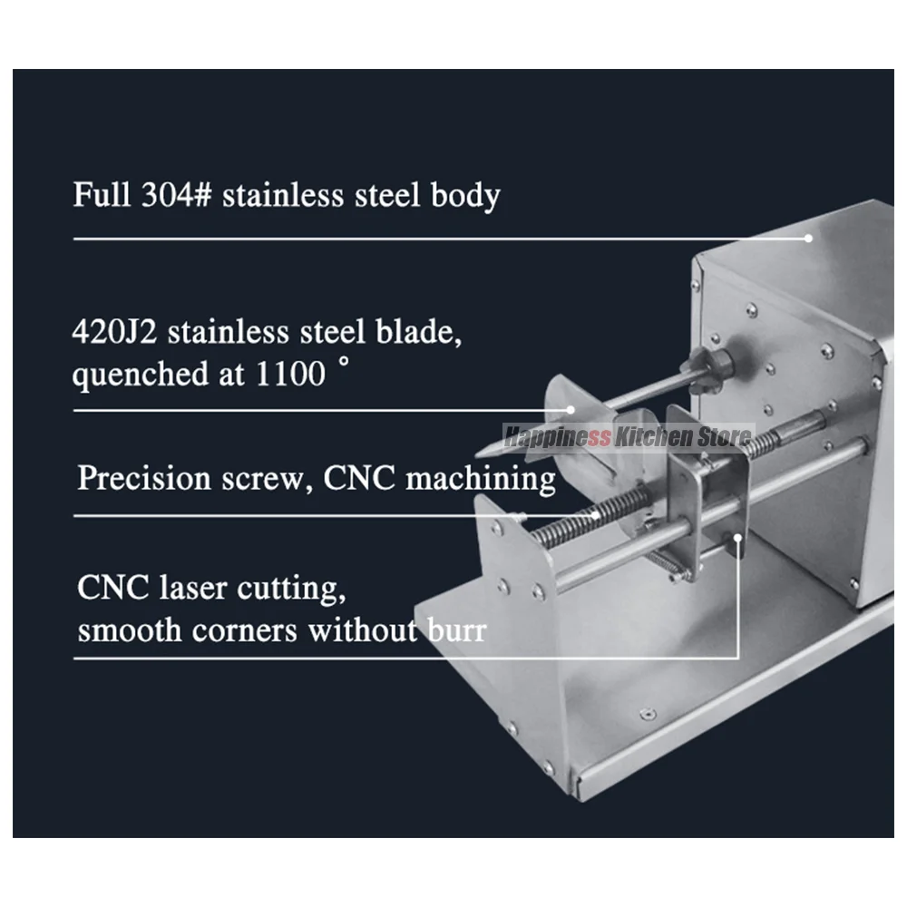 Komercyjne krajalnice do ziemniaków elektryczne frytki do ziemniaków rozdrabniacz ze stali nierdzewnej obrotowy nóż do ziemniaków 110-240V