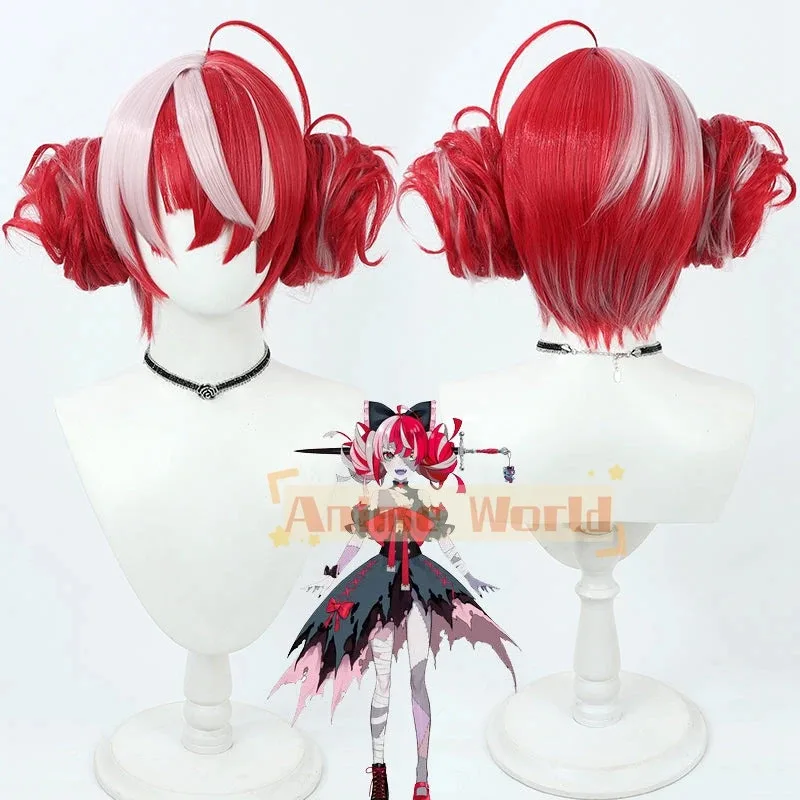 2025 11 Vtuber Kureiji Ollie شعر مستعار تأثيري الأحمر مختلط مقاومة للحرارة الشعر الاصطناعية Hololive ID هولو Vtubers حفلة زومبي