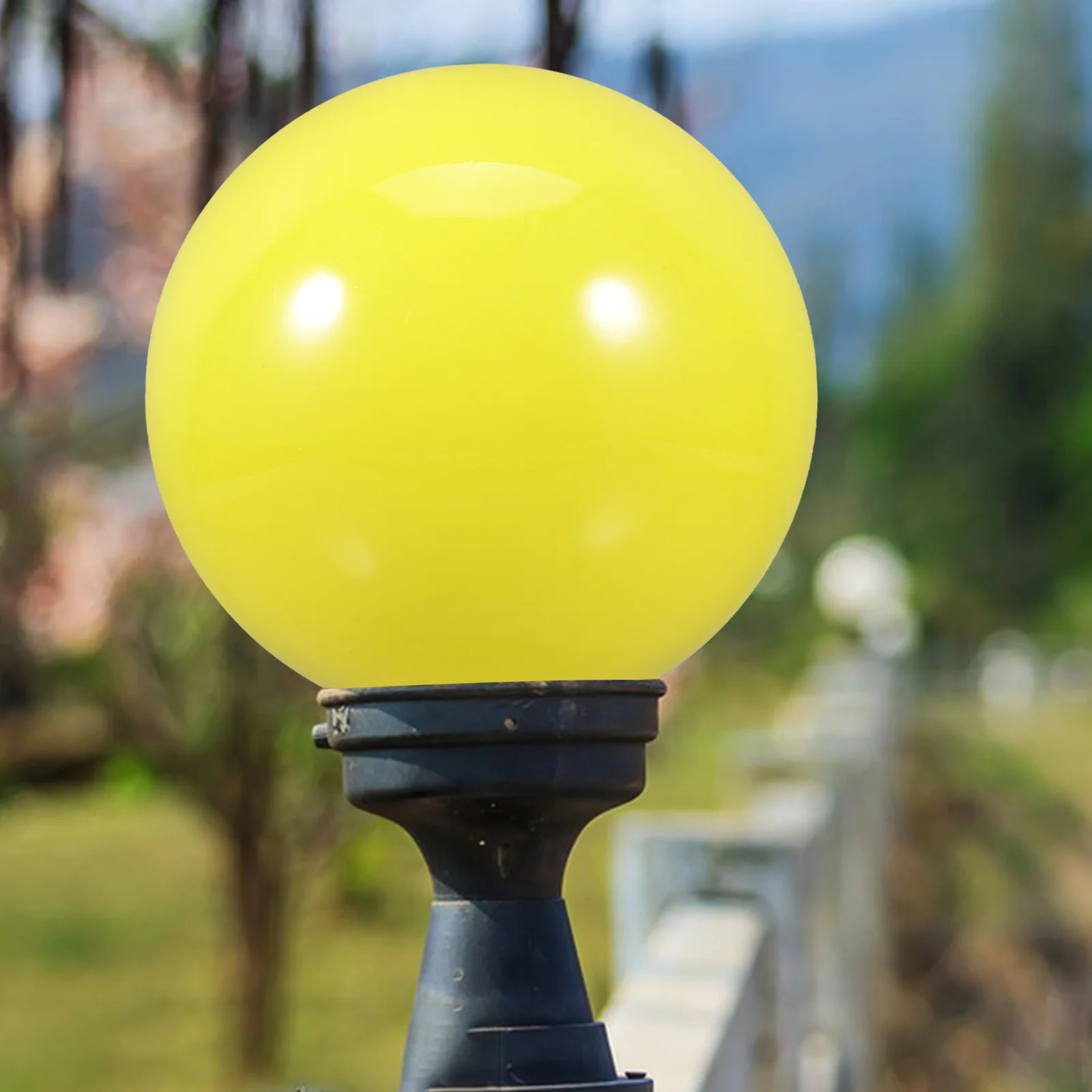 

Yellow Round Globe Lamp Shade Acrylic Replacement for Outdoor Garden Patio Yard Post Lights Easy to Install Outdoor Lamp