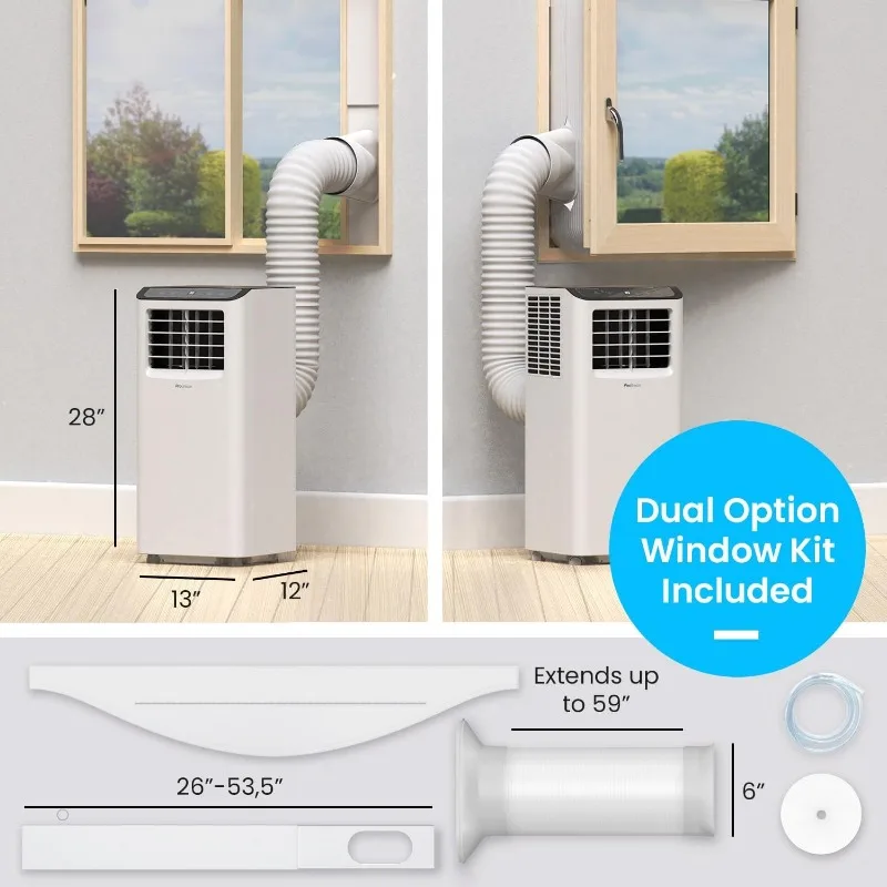 Condicionador de ar portátil para quarto, condicionador de ar inteligente com ventilador, desumidificador, 10000 BTU, 450 pés, 4 em 1