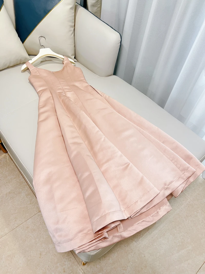 Sukienka z unikalnym wiązaniem na ramiączkach, styl retro Hepburn, długa, z miękkiego satyny, z wysokim stanem dla kobiet.