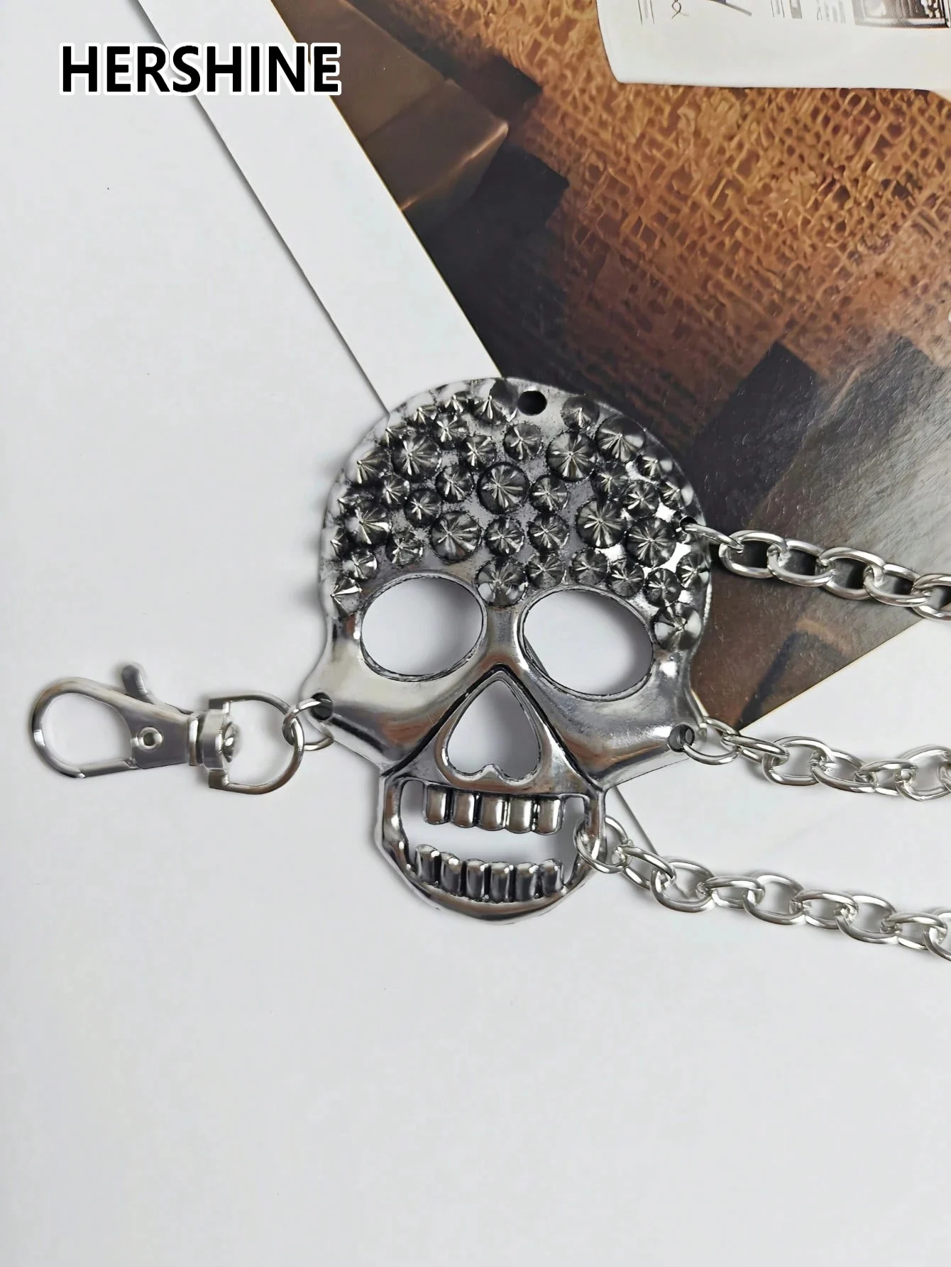 سلسلة خصر نسائية من HERSHINE قطعة واحدة Y2K على شكل جمجمة فضية متعددة الطبقات على الطراز القوطي وإكسسوارات الهالوين على الطراز القوطي #2