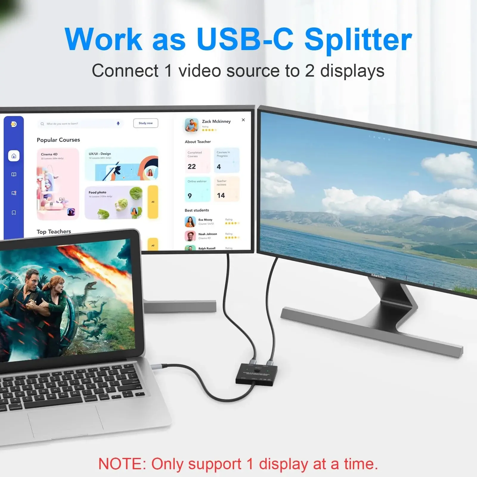 Bi-Directional USB C Switcher 100W Charging+10Gbps Data+8K Video Transfer 1x2/2x1 KVM Switch Splitter for 2 Laptops Monitor