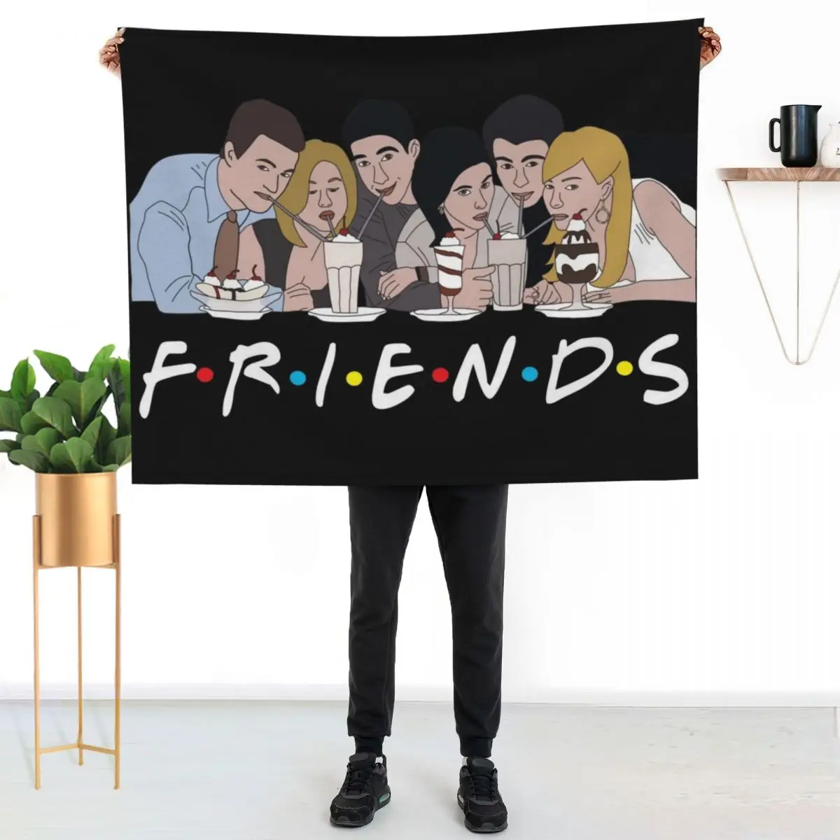 Friends Milkshake Throw Blanket Hairy for sofa Furry Shaggy Warm Bed covers Blankets