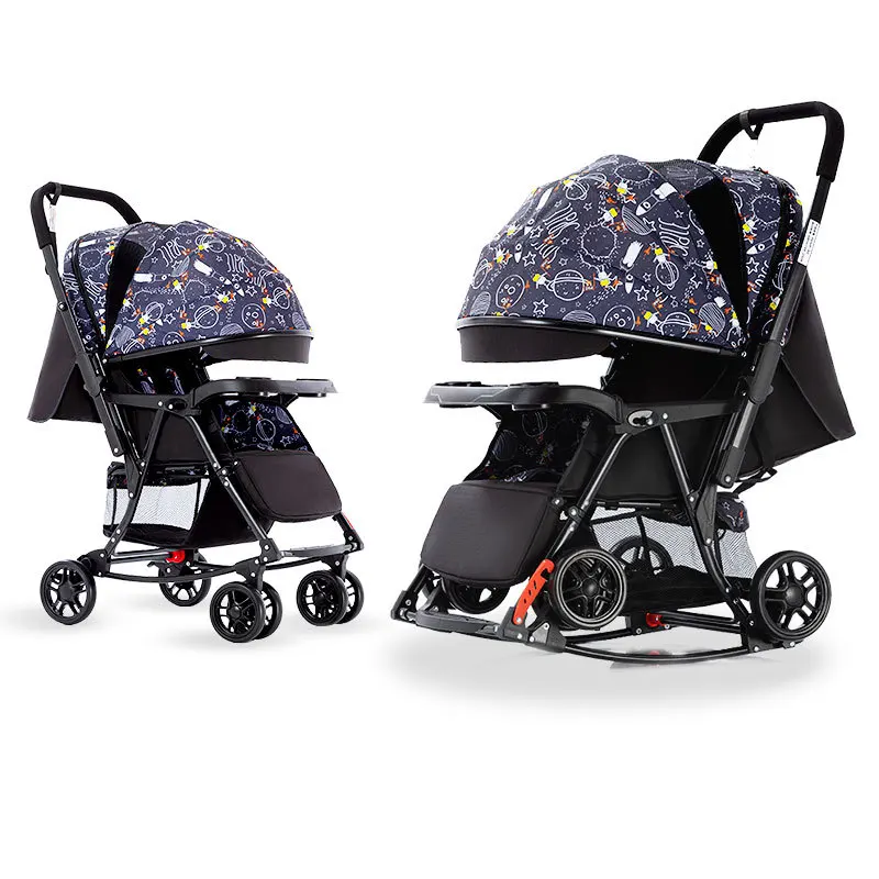 Baby Stroller High Landscape Reclining Lightweight Foldable One Click Folding Multifunctional Walking Stroller Reversible