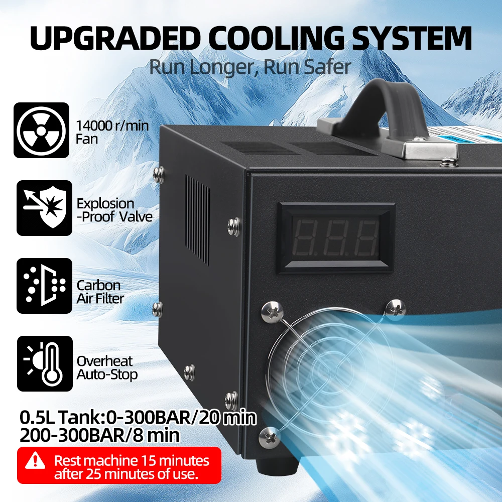 300Bar 4500psi 12v Pcp ضاغط 110 220V محول 30MPA 4500psi ارتفاع ضغط مضخة هوائي Airgun بندقية نافخة