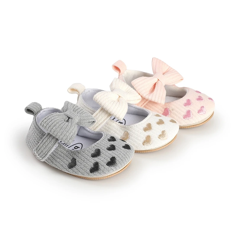 

Newborn Baby Girl Shoes Infant Toddler Princess Dress Love Embroidery Non-slip Flat Soft-sole Cute Bow-knot First Walkers