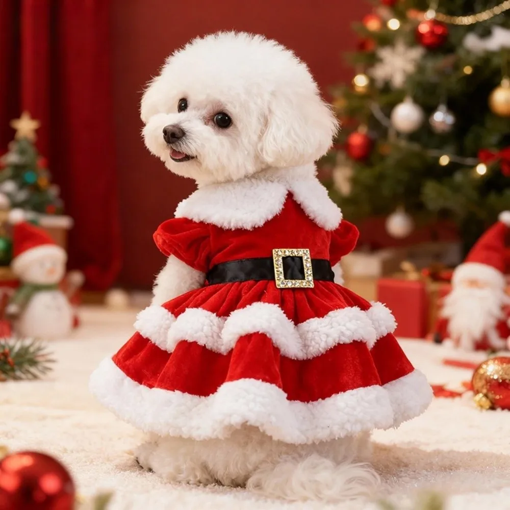 

New Fancy Pet Dress Red Cute Parties Dress-up Pet Cosplay Garment Accessories Christmas