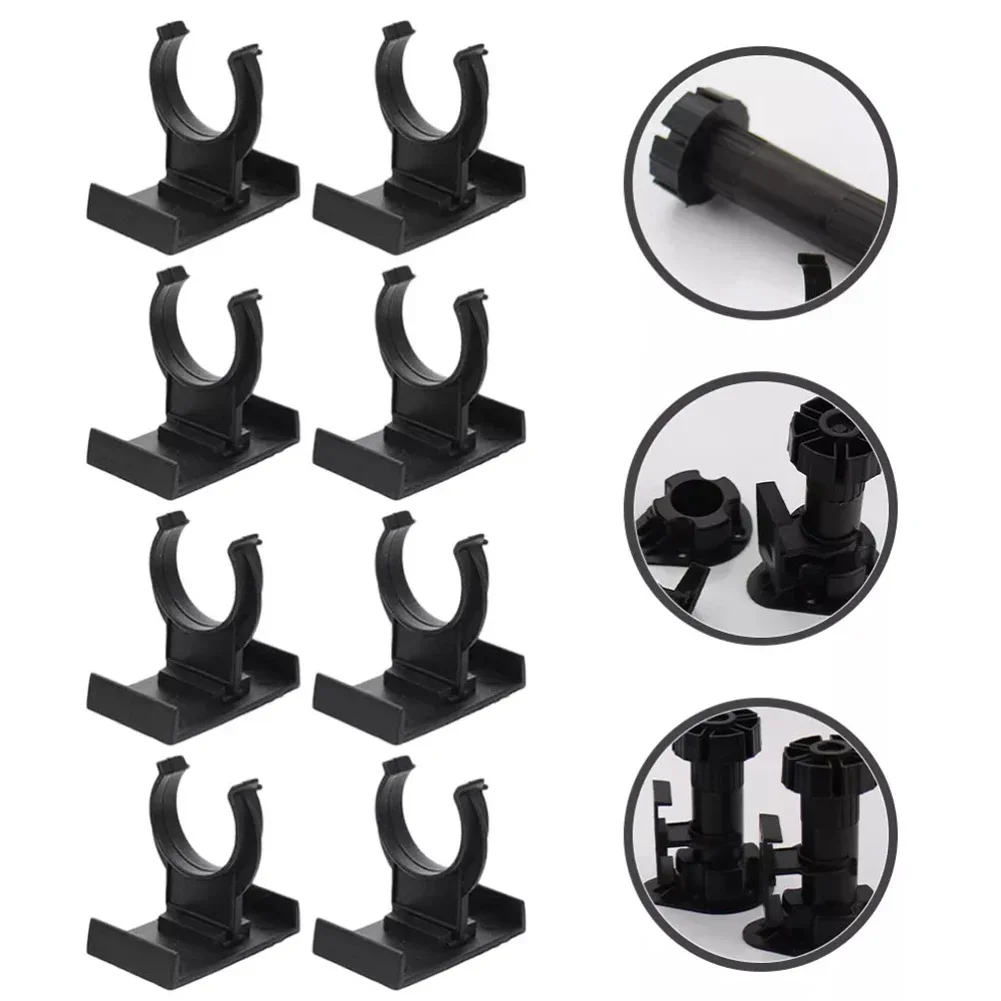 8 Pcs Cabinet Foot Buckle Black Kitchen Board Plinth Clips Fixture Kick Skirting Trims Plastic Leg Furniture Levelers