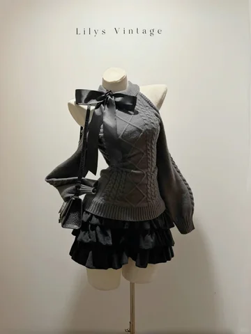 Халат Vestido Feminino с длинными рукавами в стиле ретро, свитер с открытыми плечами, вязаное платье с рукавами-фонариками, осеннее облегающее винтажное платье