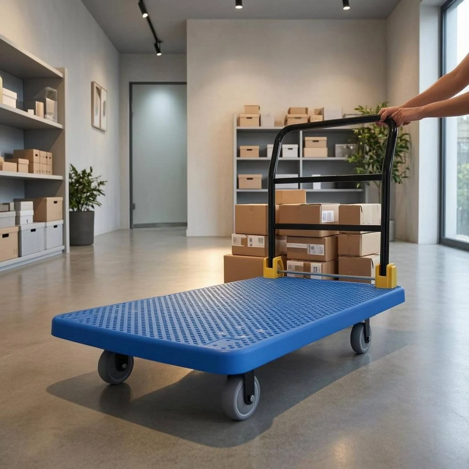 Perforated Platform Trolley PE Board Foldable Flatbed Trolley Flat Bed Cart High Capacity Folding Platform Truck Reinforced view 4