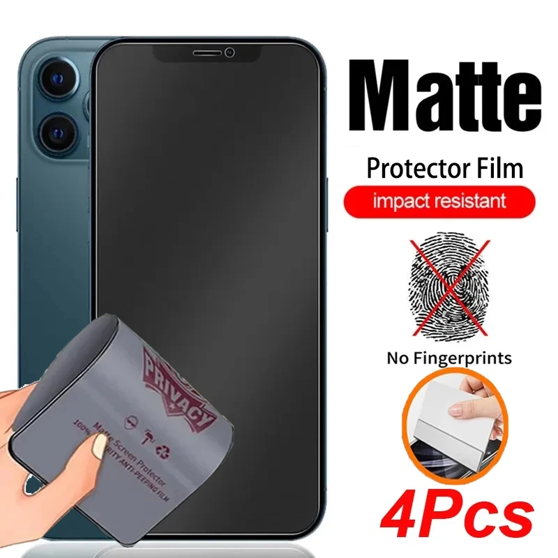 4PCS Matte Privacy Screen Protectors For iphone 15 14 Pro Max Anti-Spy For iphone 13 12 11 Pro X Xs Max XR 7 8 6 S Plus SE 2022