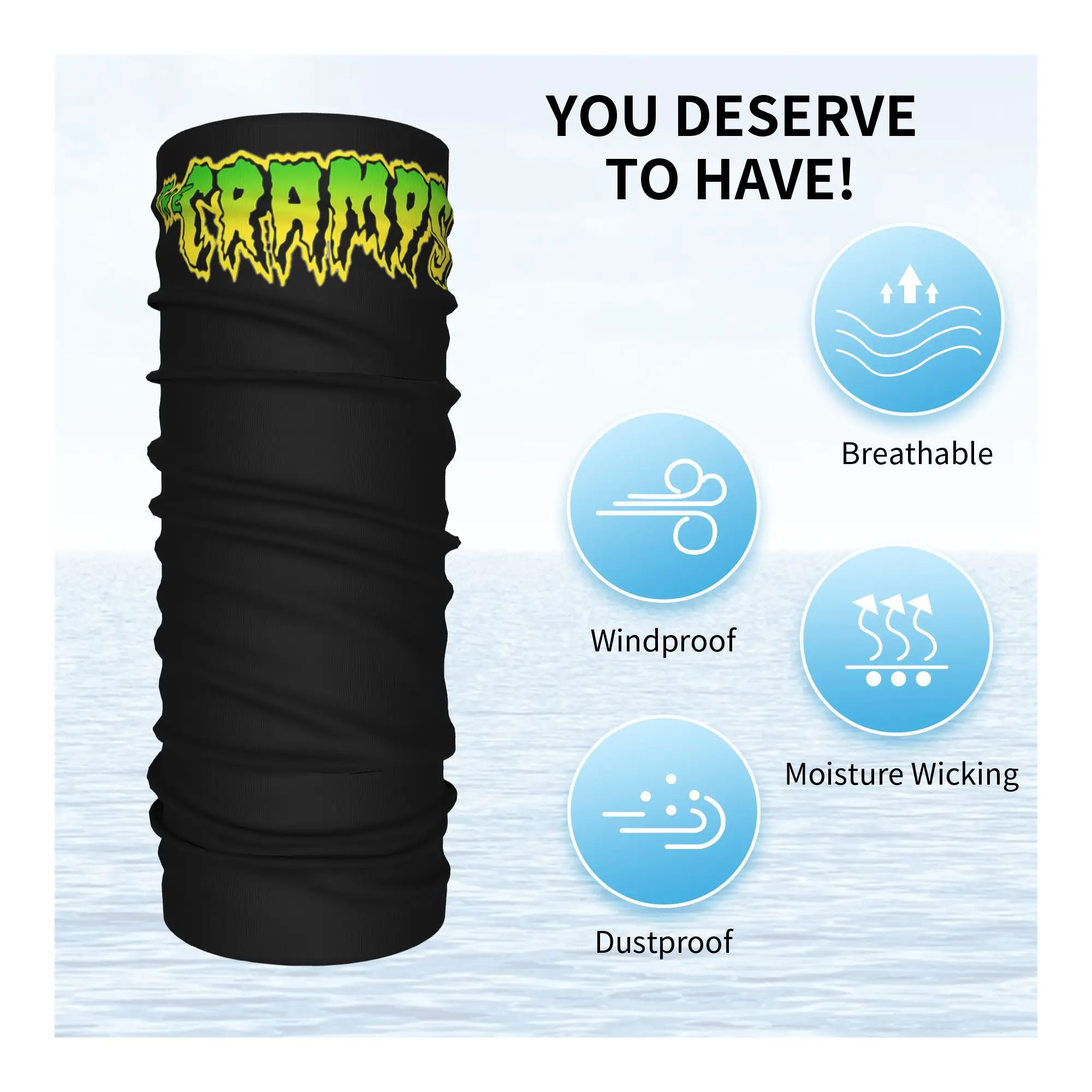 the cramps  Bandana Neck Gaiter Printed Mask Scarf Warm Cycling Scarf Running For Men Women Adult All Season