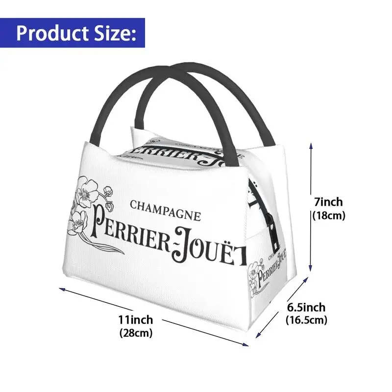 Perrier Champagne Jouets Logo Insulated Lunch Tote Bag for Women Resuable Cooler Thermal Bento Box Work Travel