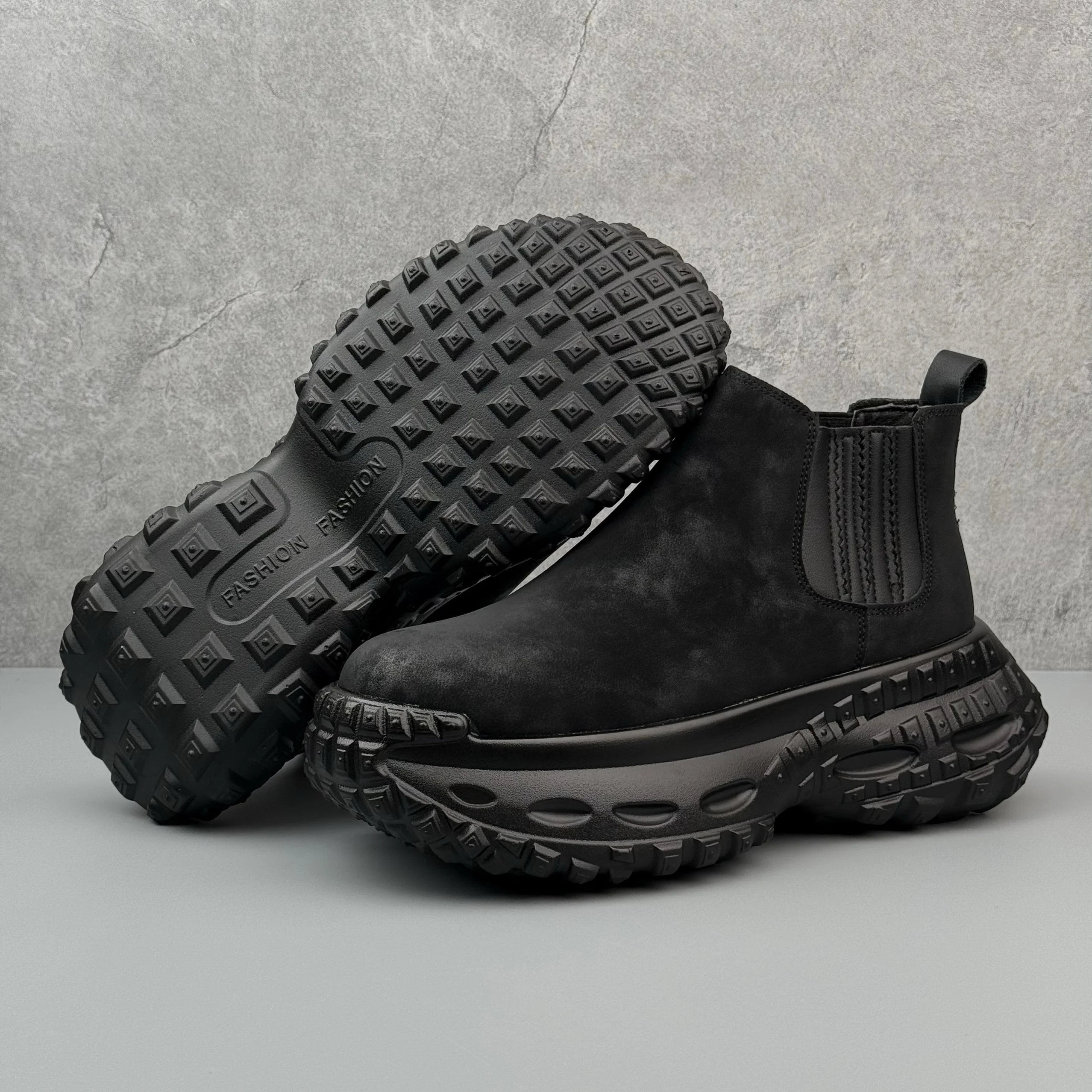 High Top Men's Shoes Thick-soled Height-increasing Men's Ankle Boots Trend Fashion Design Men Short Chelsea Boots
