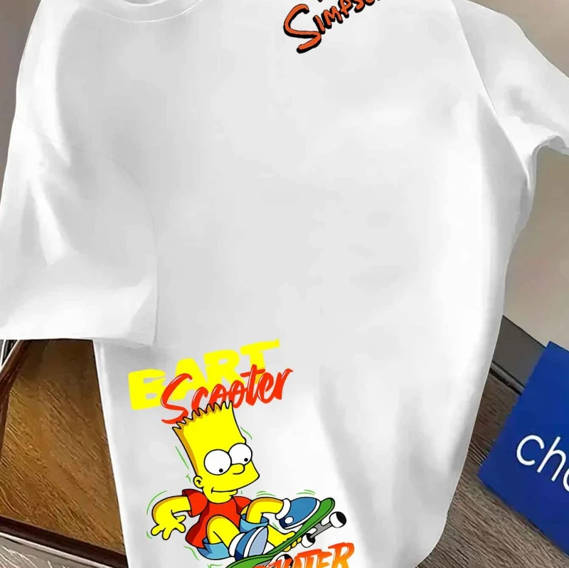 

Popular Trend Men's Short Sleeved Simpson Authorized Co Branded T-shirt Skateboard Print Men's Sports and Leisure Versatile Top