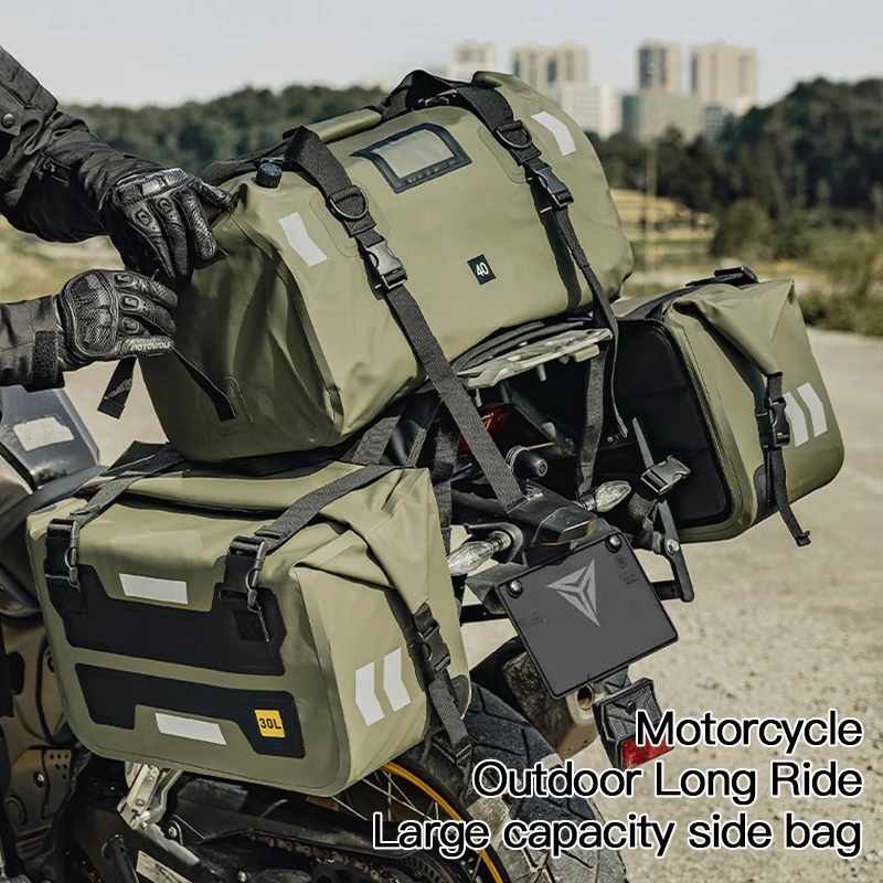 Motorcycle outdoor long-distance riding high-capacity side bags side storage waterproof saddle bags pillion seat organizer bags