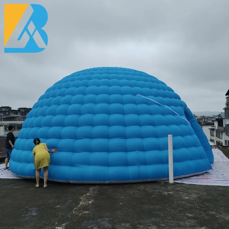 Barraca iglu portátil inflável azul claro espaço para eventos de festa privada para brinquedos de aluguel de eventos corporativos