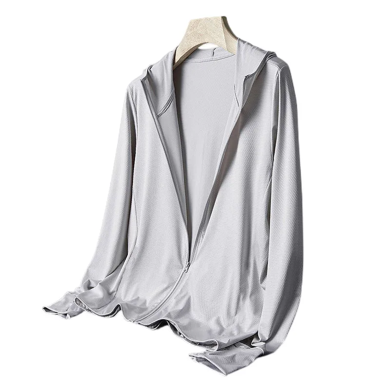 

Summer Ice Silk UV Protection Clothing Men's New Sle Thin Removable Hood Outdoor Fiing Jaet Lightweight Breathable