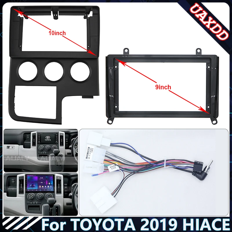 Radio con GPS para coche, reproductor multimedia con Android, pantalla de audio estéreo, vídeo, cable de navegación, marco de arnés, cd, 2019 pulgadas, para TOYOTA 10,1 HIACE 9