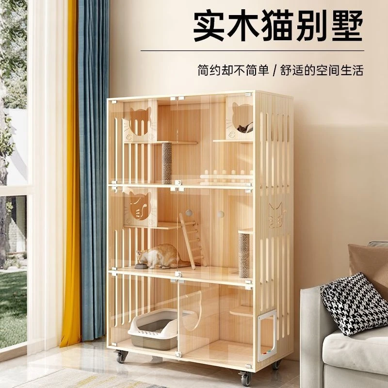 

Cat nest large cat villa solid wood household cat cabinet large luxury panorama