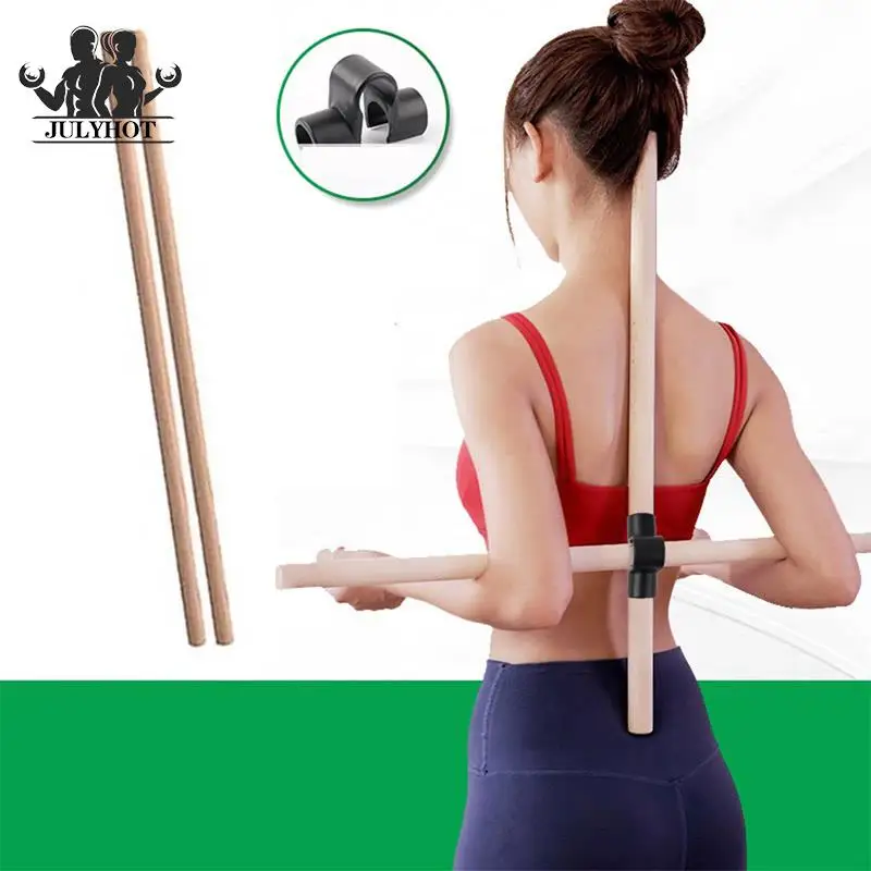 Wooden Yoga Pole Open Shoulder Beauty Back Posture Corrector Multipurpose Pranayama Stick For Dance Body Sculpting Home Fitness