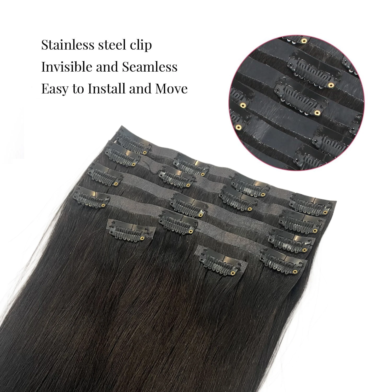 Wholesale Raw Indian Clips In Best Quality Human Hair Vendor Easy To Wear Pu Seamless Clip In Hair Extensions Natural Color