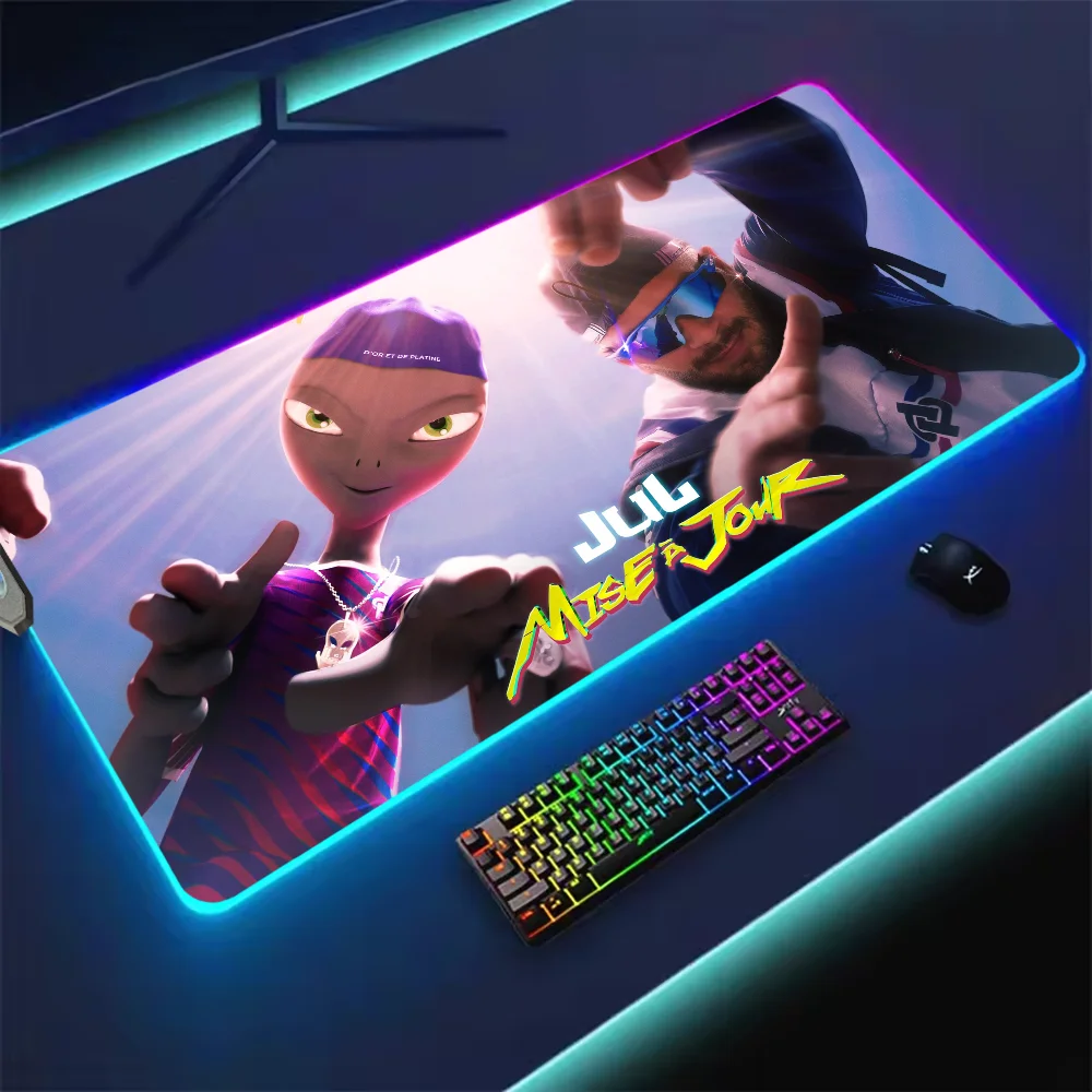 Rapper Jul Mise a jour S Mouse Pad RGB LED Light Non-Slip Rubber Base Waterproof Office PC Home Best Price Desk-Mat USB Large Ga